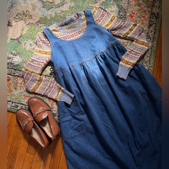Denim Jumper Dress - Picture 1 of 10